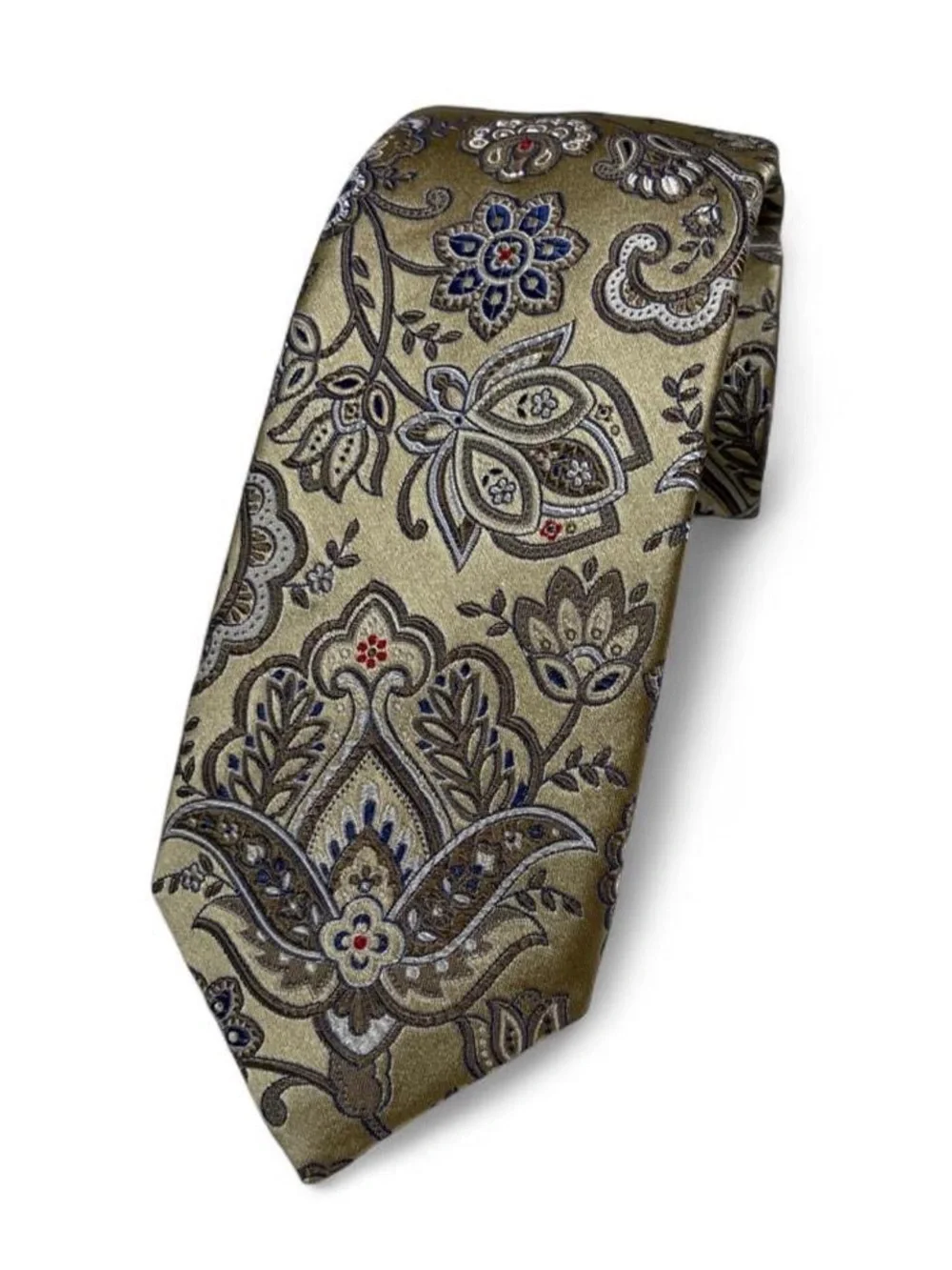 NWOT! Robert Talbott Gold Floral Paisley Silk Tie L58” W3” Italian Silk